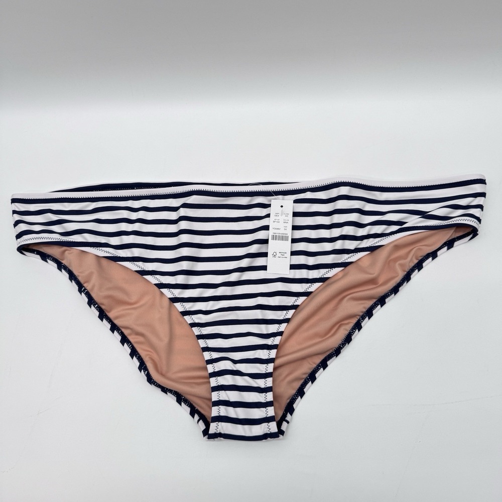 New J. Crew Bikini Bottom Navy blue white stripe women's Size 3X